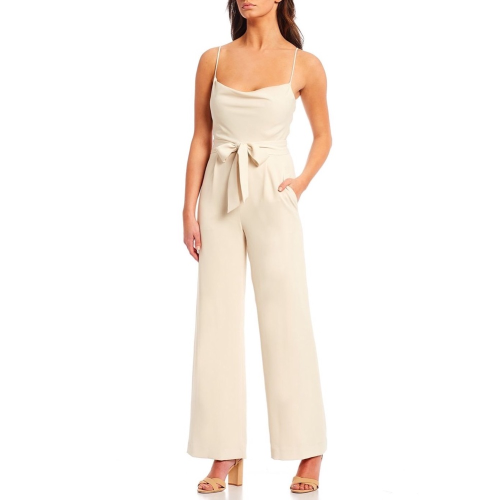 NWT Dillard’s Antonio Melani Drape Neck ivory white jumpsuit Size 0